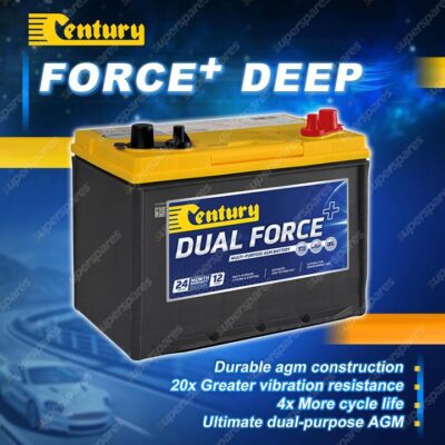 Century Deep Force+ Battery - 12 Volt 75Ah for 4x4 SUV Caravans Marine