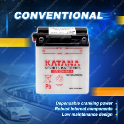 Katana Sports Battery - 108CCA 12Ah for Benelli 4 Zyl SS Tornado Motorcycle