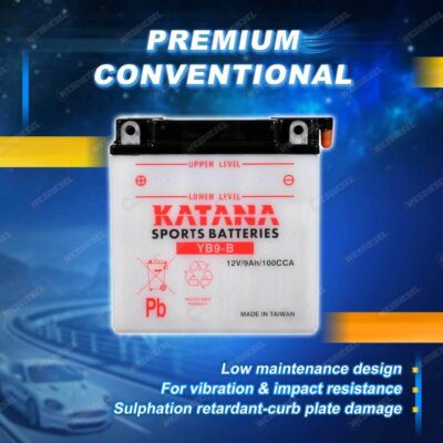 Katana Sports Battery - 12V 100CCA 9Ah for Kawasaki A1 A7 H1 BN Motorcycle
